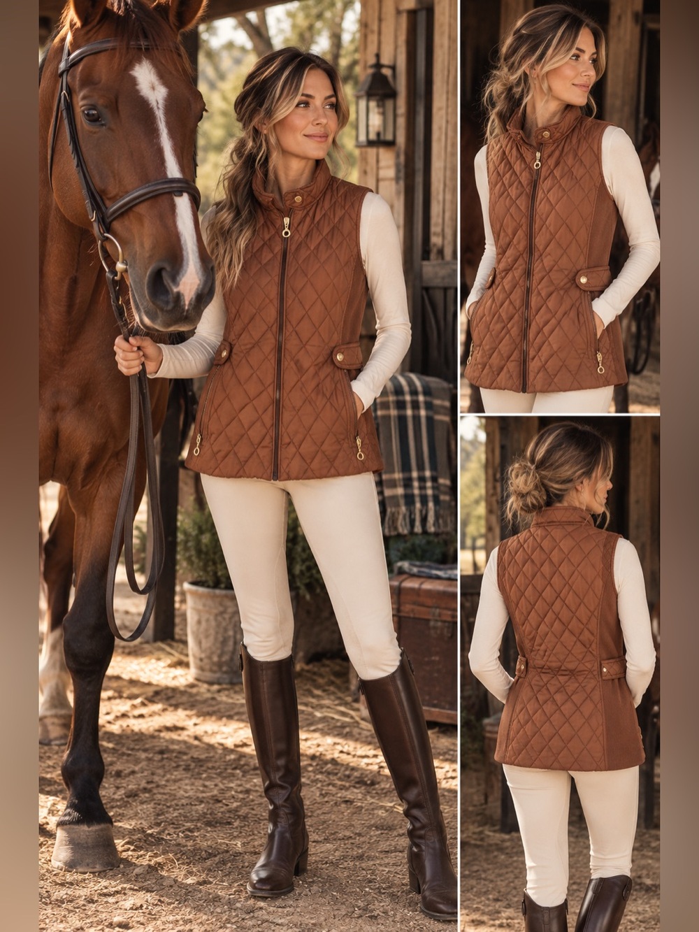 Marc New York by Andrew Marc Brown Diamond Quilted Vest